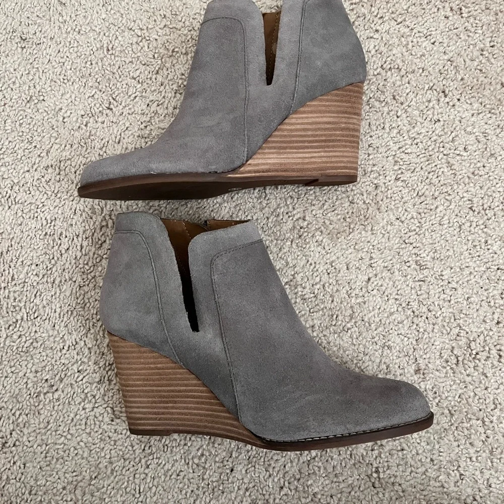 Lucky Brand Gray Wedge Ankle Boots